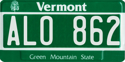 VT license plate ALO862