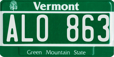 VT license plate ALO863