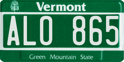 VT license plate ALO865