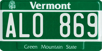 VT license plate ALO869