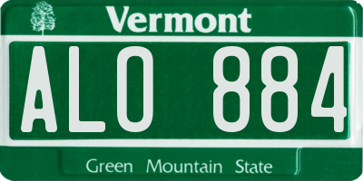VT license plate ALO884