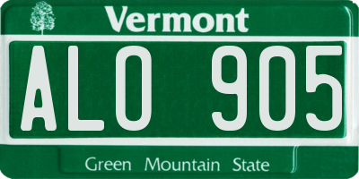 VT license plate ALO905