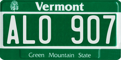 VT license plate ALO907