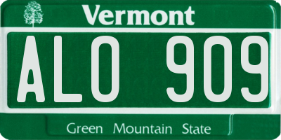 VT license plate ALO909