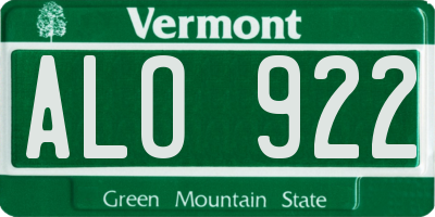 VT license plate ALO922