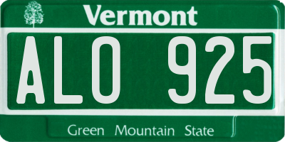 VT license plate ALO925