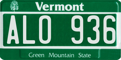 VT license plate ALO936