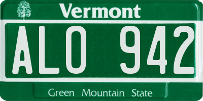 VT license plate ALO942
