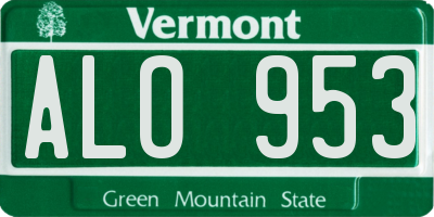 VT license plate ALO953