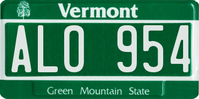 VT license plate ALO954