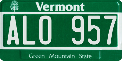 VT license plate ALO957