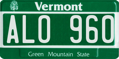 VT license plate ALO960