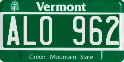 VT license plate ALO962