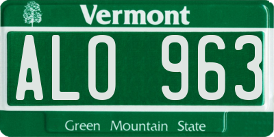 VT license plate ALO963