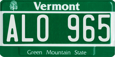 VT license plate ALO965