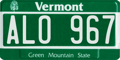 VT license plate ALO967