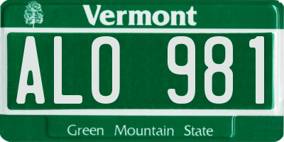 VT license plate ALO981