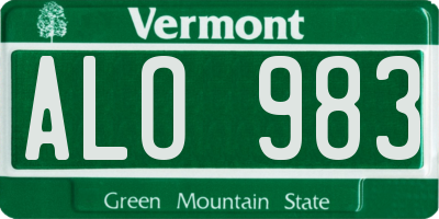 VT license plate ALO983