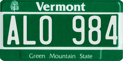 VT license plate ALO984