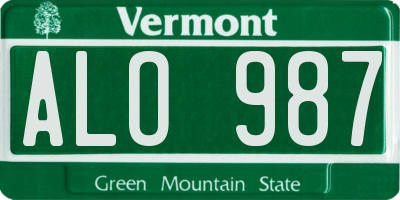 VT license plate ALO987