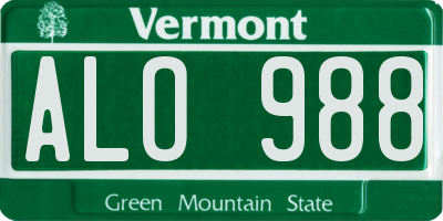 VT license plate ALO988