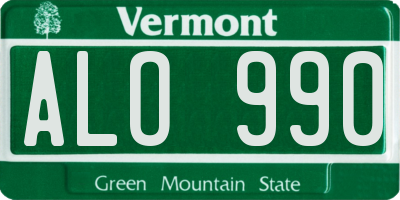 VT license plate ALO990