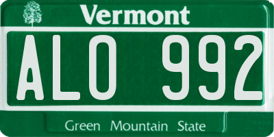 VT license plate ALO992