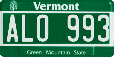 VT license plate ALO993
