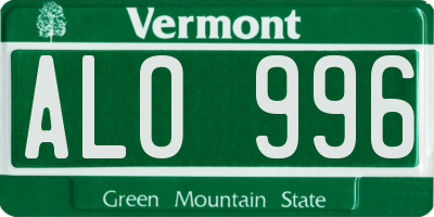 VT license plate ALO996