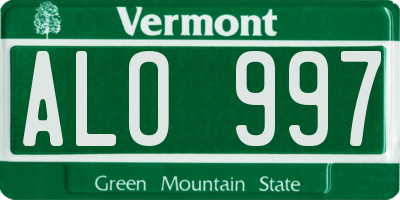 VT license plate ALO997