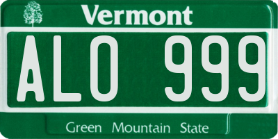 VT license plate ALO999