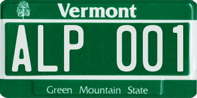 VT license plate ALP001