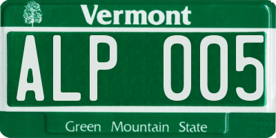 VT license plate ALP005