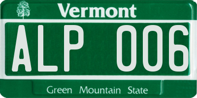 VT license plate ALP006