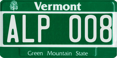 VT license plate ALP008