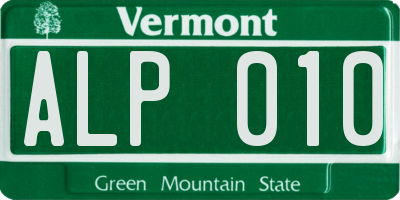 VT license plate ALP010