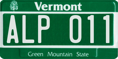 VT license plate ALP011
