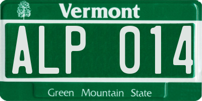 VT license plate ALP014
