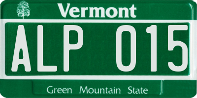 VT license plate ALP015