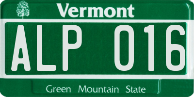 VT license plate ALP016