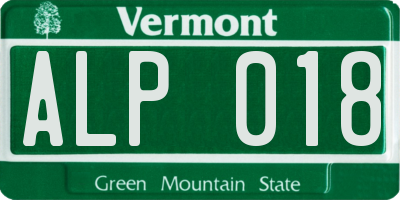 VT license plate ALP018