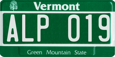 VT license plate ALP019