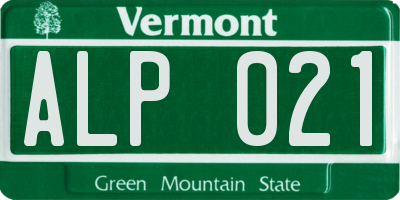 VT license plate ALP021