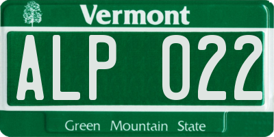 VT license plate ALP022