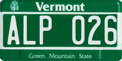 VT license plate ALP026