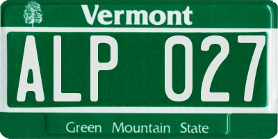 VT license plate ALP027