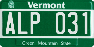 VT license plate ALP031