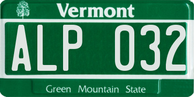 VT license plate ALP032