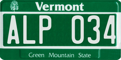 VT license plate ALP034