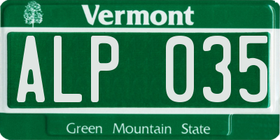 VT license plate ALP035